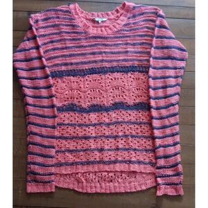 BKE Buckle Women's Size Small Striped Open Knit Sweater Pullover Boho Super Soft